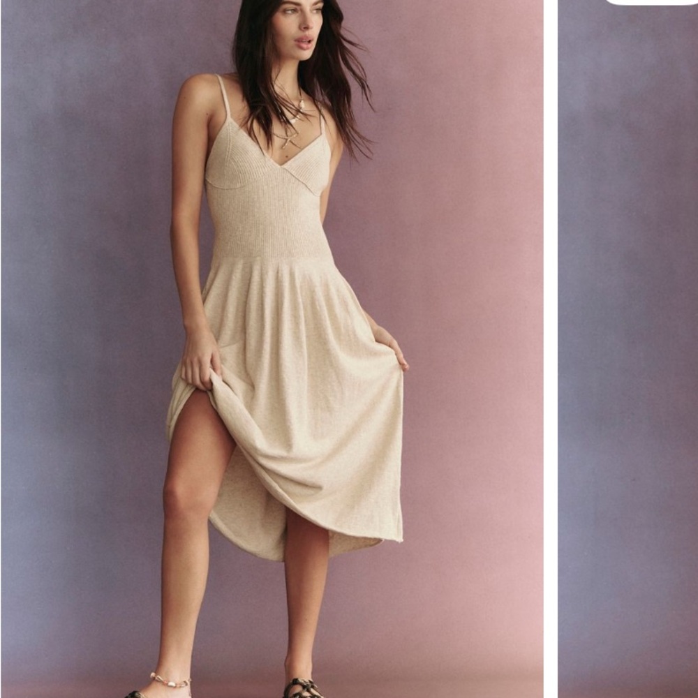 Free People Cream Spaghetti Strap midi Dress, size XS